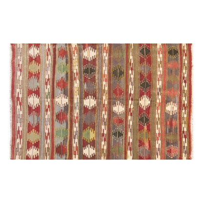 Vintage Turkish Kilim Rug, 5.6 x 9.0 ft, 172 x 275 cm, Handwoven Wool Kilim