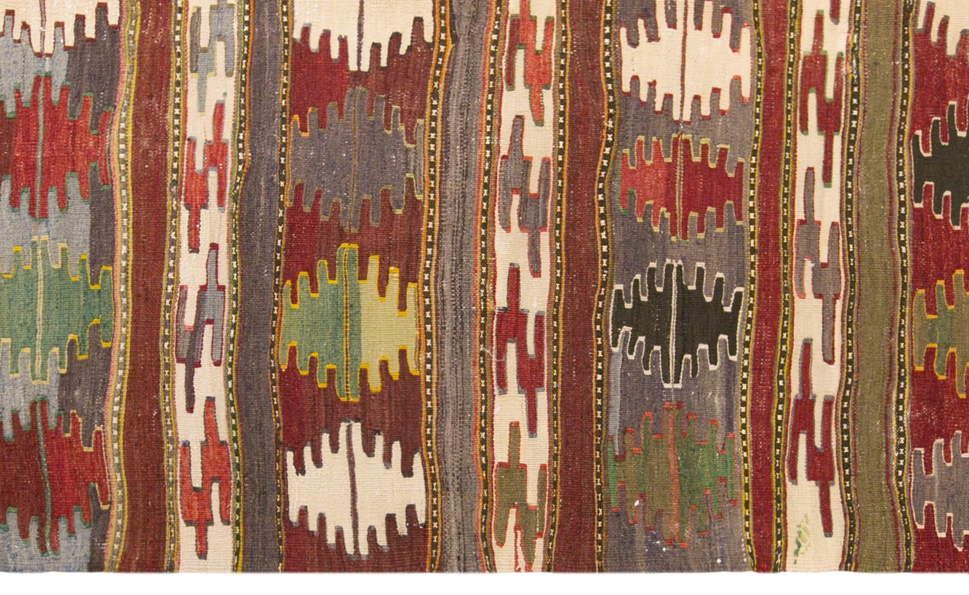 Vintage Turkish Kilim Rug, 5.6 x 9.0 ft, 172 x 275 cm, Handwoven Wool Kilim