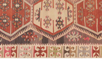 Vintage Turkish Kilim Rug, 5.7 x 13.3 ft, 175 x 405 cm, Handwoven Wool Kilim