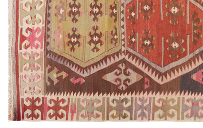 Vintage Turkish Kilim Rug, 5.7 x 13.3 ft, 175 x 405 cm, Handwoven Wool Kilim