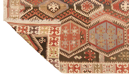 Vintage Turkish Kilim Rug, 5.7 x 13.3 ft, 175 x 405 cm, Handwoven Wool Kilim