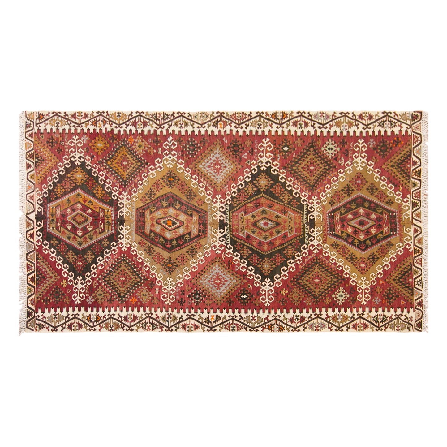 Vintage Turkish Kilim Rug, 5.8 x 10.7 ft, 178 x 325 cm, Handwoven Wool Kilim