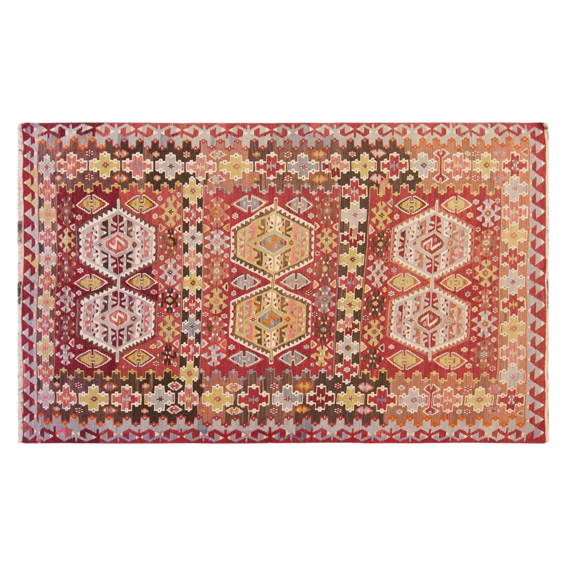 Vintage Turkish Kilim Rug, 5.8 x 10.8 ft, 176 x 330 cm, Handwoven Wool Kilim