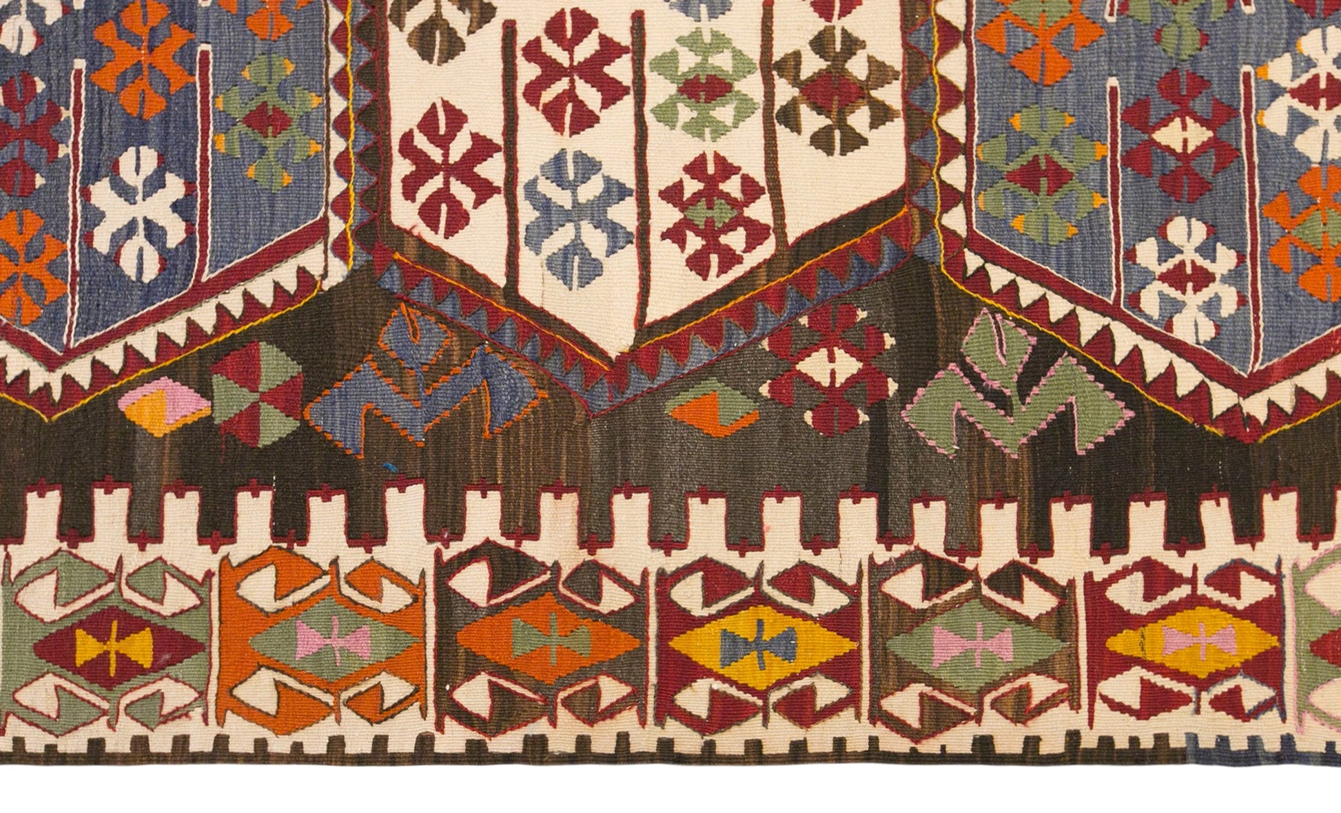 Vintage Turkish Kilim Rug, 5.8 x 11.3 ft, 178 x 345 cm, Handwoven Wool Kilim