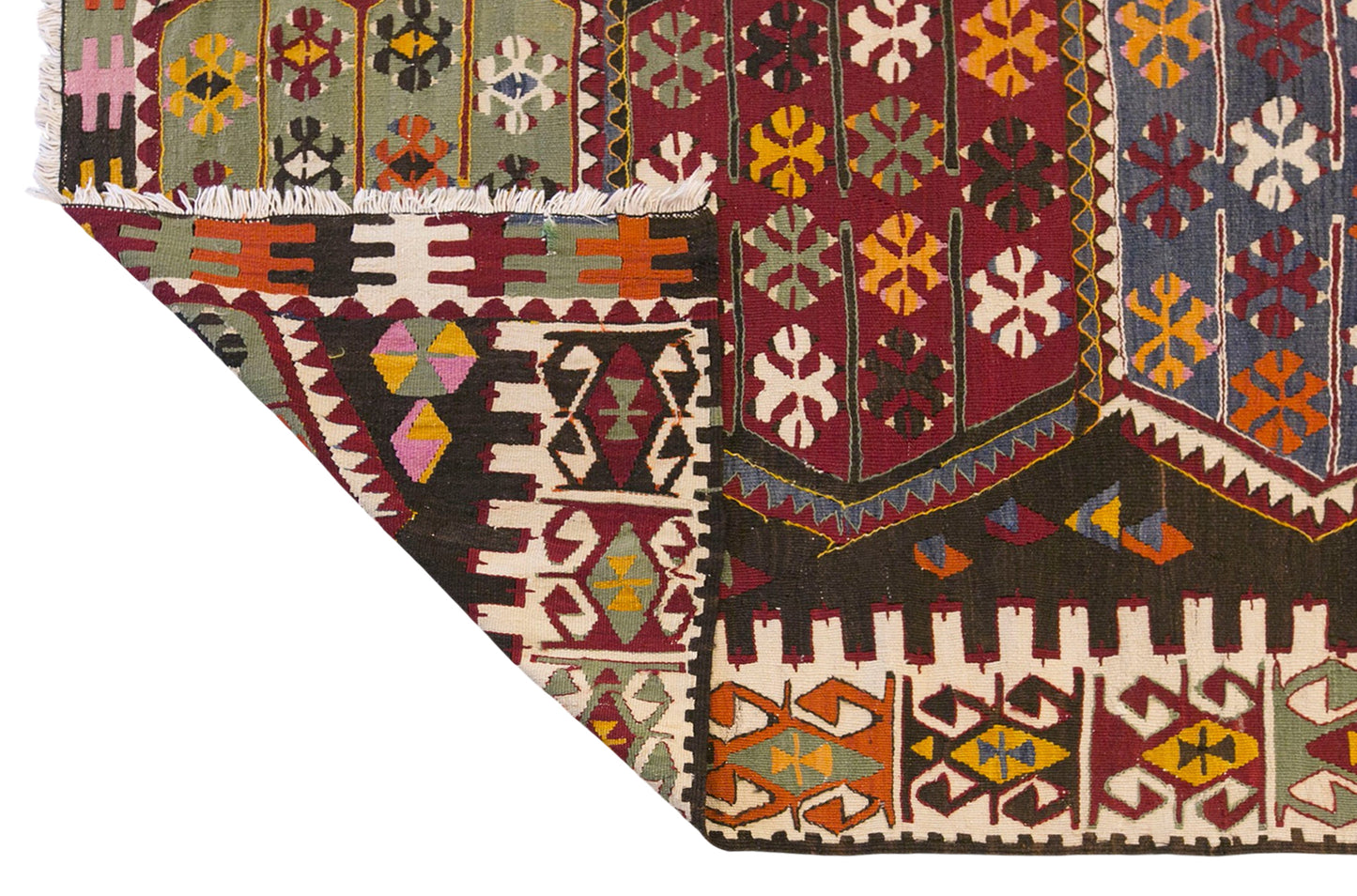 Vintage Turkish Kilim Rug, 5.8 x 11.3 ft, 178 x 345 cm, Handwoven Wool Kilim