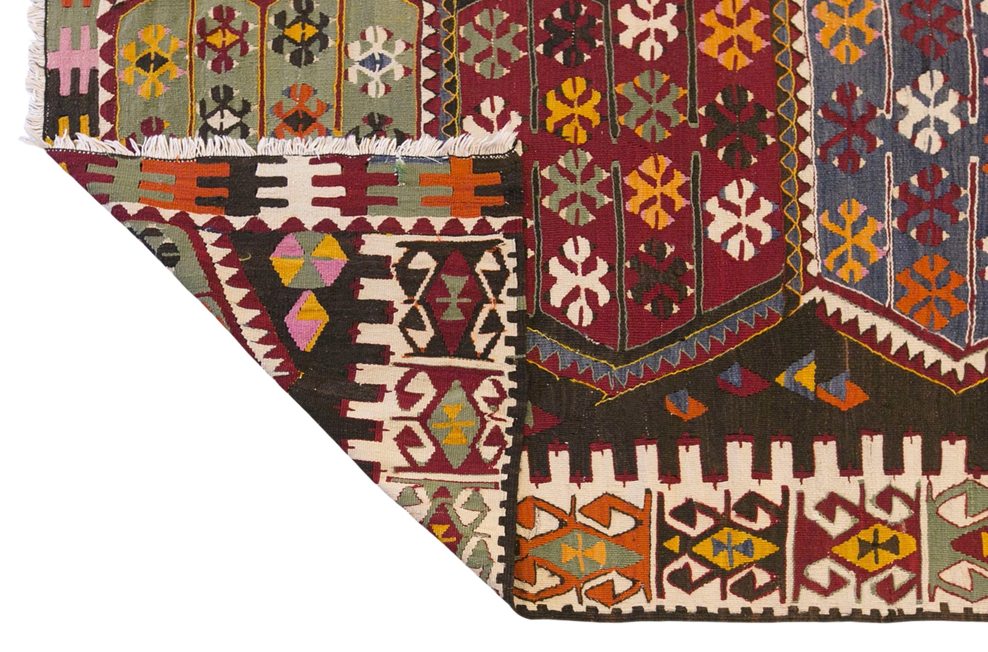 Vintage Turkish Kilim Rug, 5.8 x 11.3 ft, 178 x 345 cm, Handwoven Wool Kilim