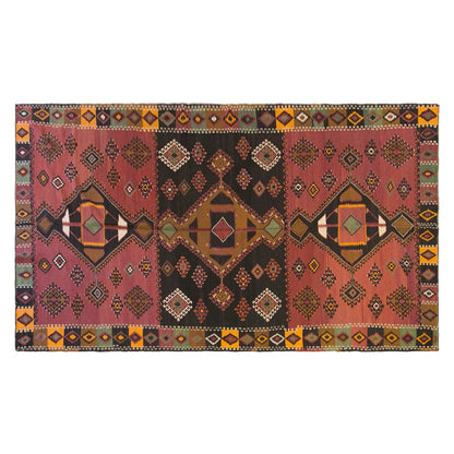 Vintage Turkish Kilim Rug, 5.8 x 13.6 ft, 178 x 415 cm, Handwoven Wool Kilim