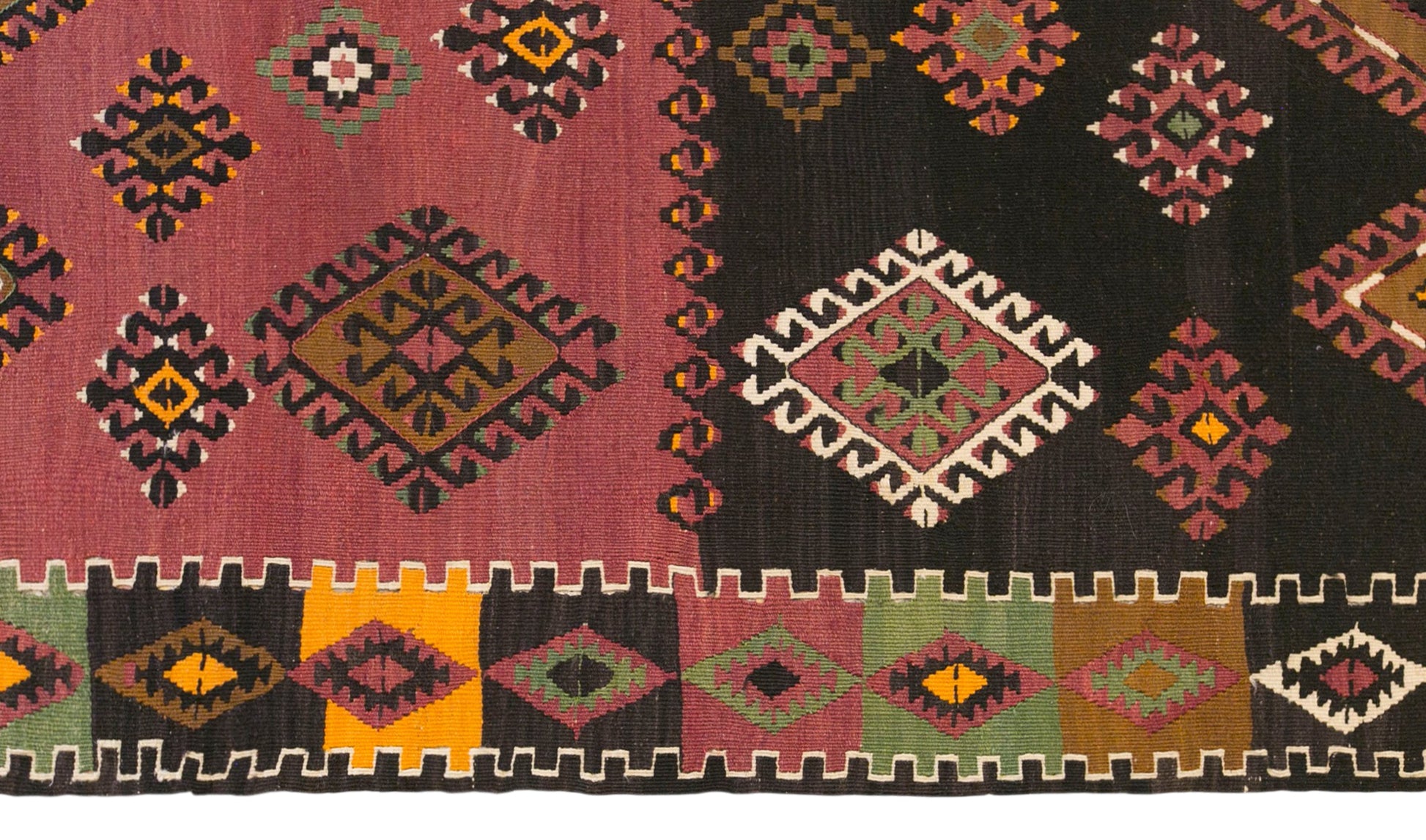 Vintage Turkish Kilim Rug, 5.8 x 13.6 ft, 178 x 415 cm, Handwoven Wool Kilim