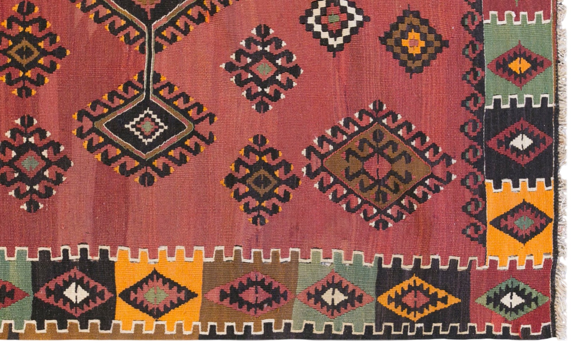 Vintage Turkish Kilim Rug, 5.8 x 13.6 ft, 178 x 415 cm, Handwoven Wool Kilim