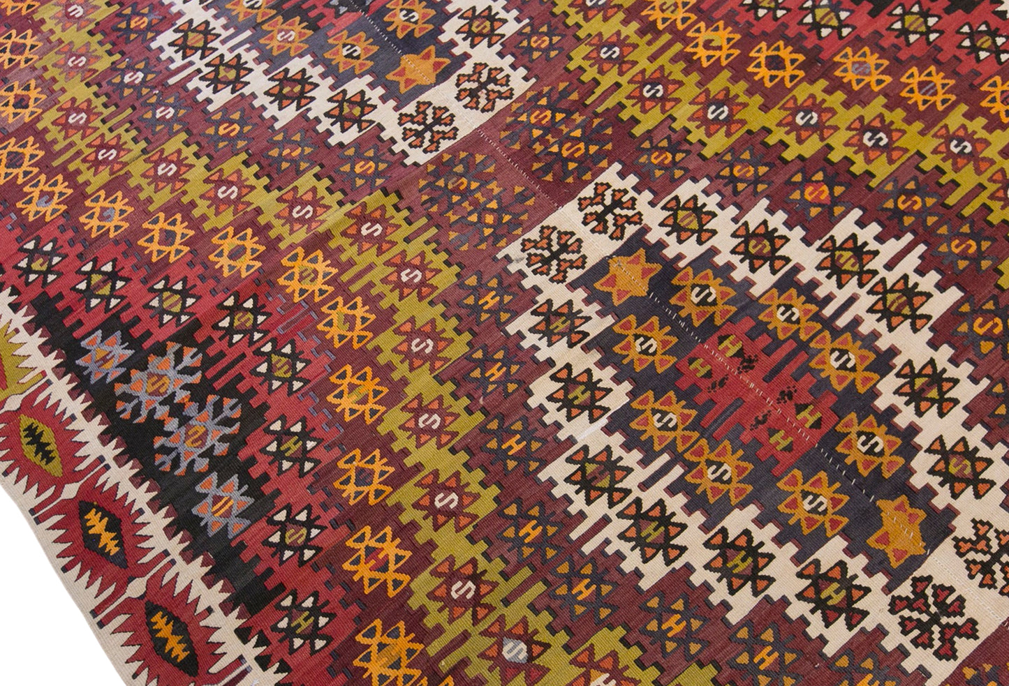 Vintage Turkish Kilim Rug, 5.8 x 14.4 ft, 176 x 440 cm, Handwoven Wool Kilim