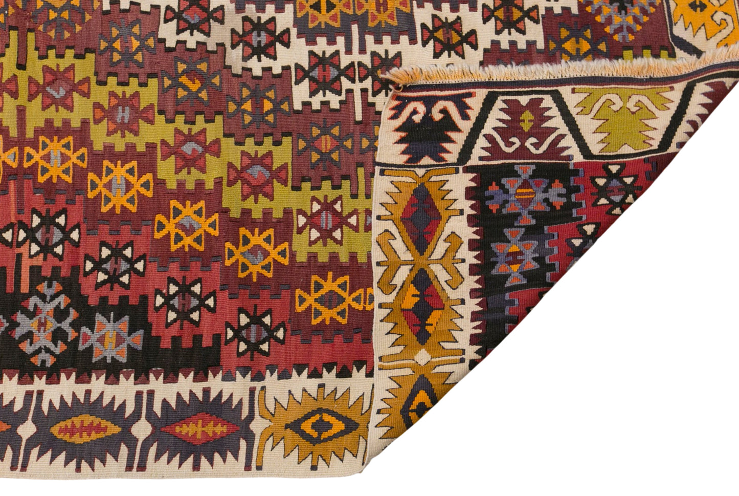 Vintage Turkish Kilim Rug, 5.8 x 14.4 ft, 176 x 440 cm, Handwoven Wool Kilim