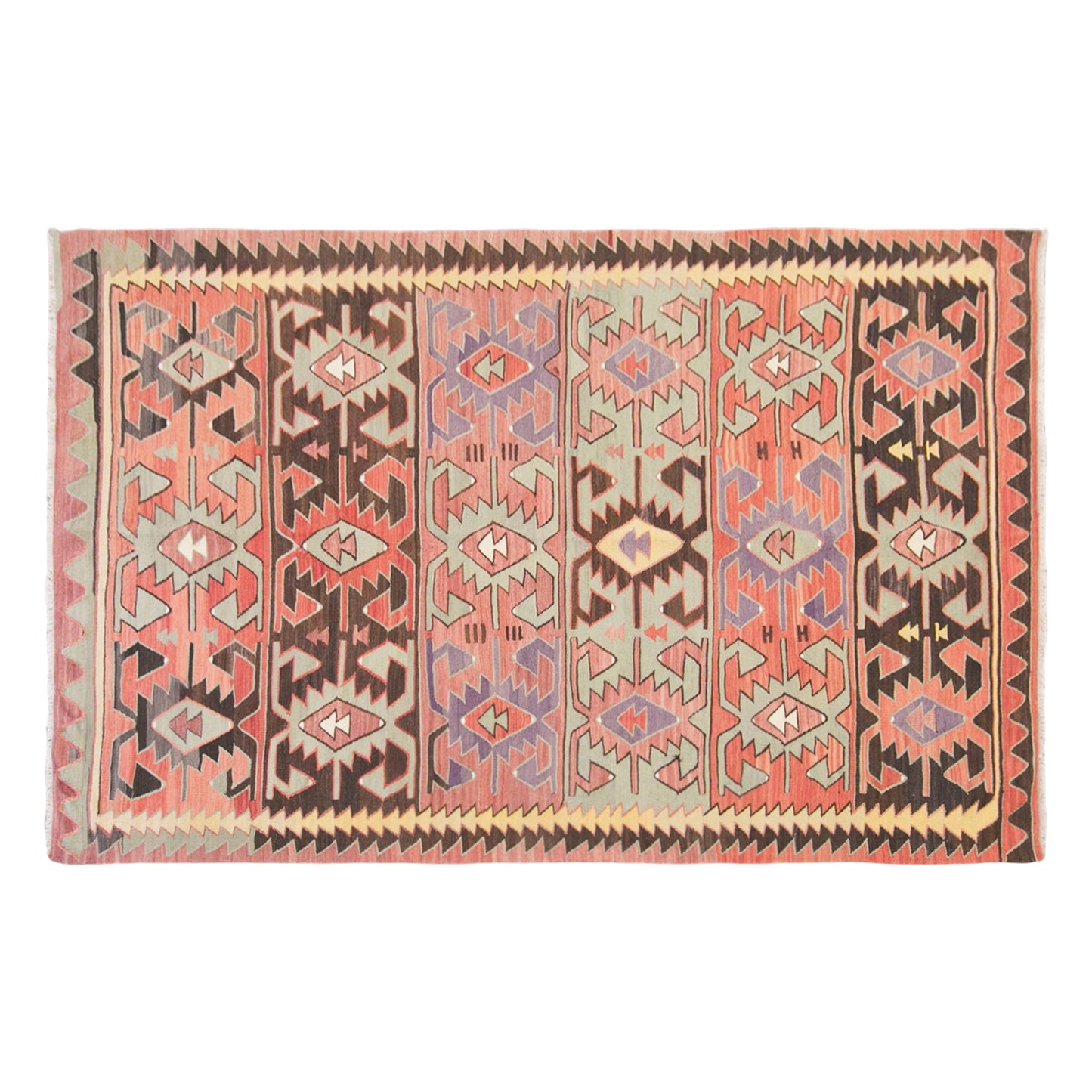 Vintage Turkish Kilim Rug, 5.8 x 8.9 ft, 178 x 272 cm, Handwoven Wool Kilim