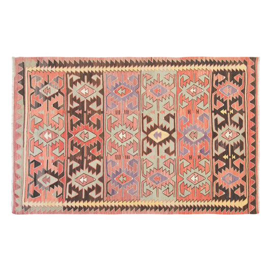 Vintage Turkish Kilim Rug, 5.8 x 8.9 ft, 178 x 272 cm, Handwoven Wool Kilim