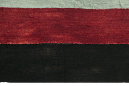 Vintage Turkish Kilim Rug, 5.9 x 11 ft, Handwoven Wool Striped Anatolian Rug
