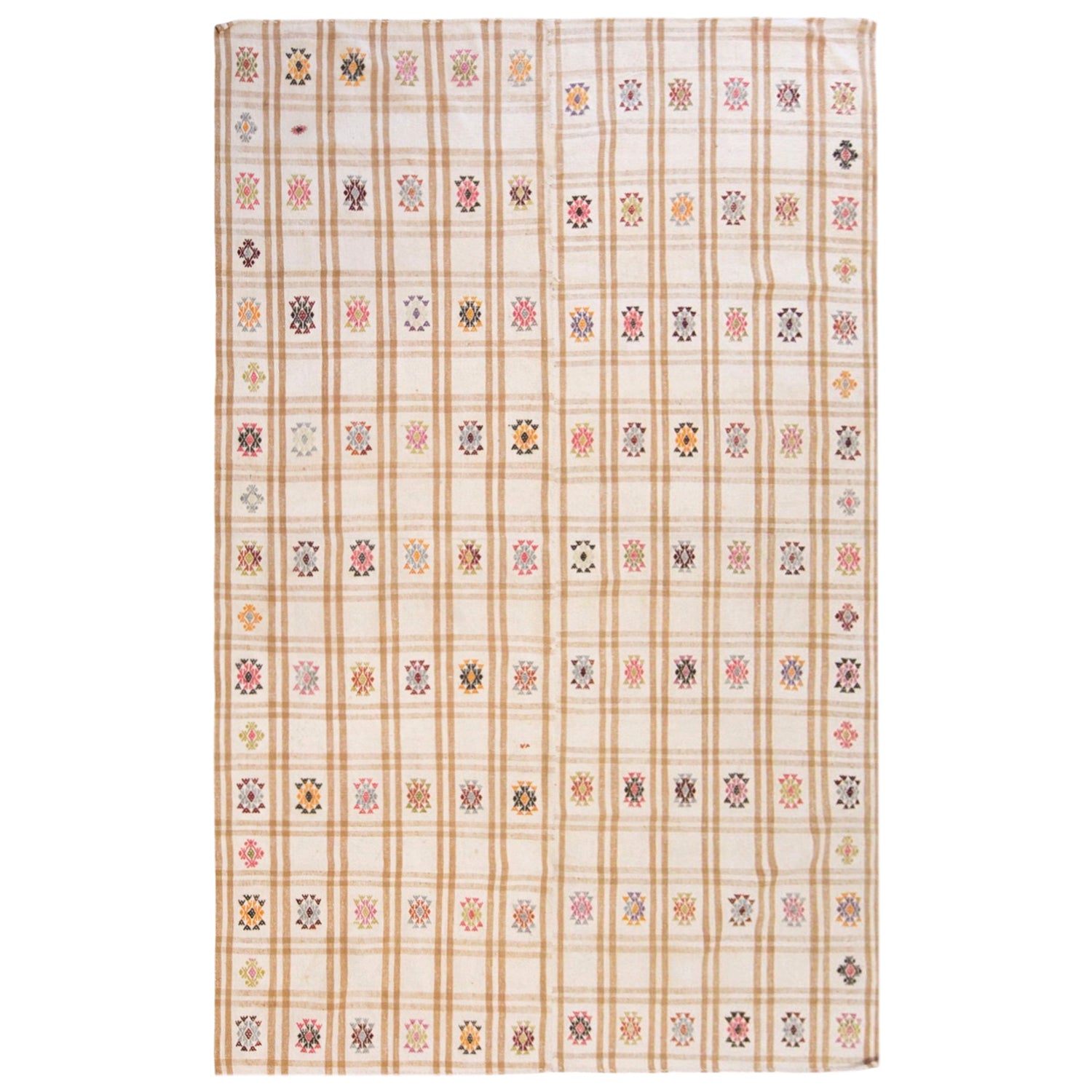 Vintage Turkish Kilim Rug, 5.9 x 9.5 ft, 180 x 290 cm, Handwoven Wool Kilim
