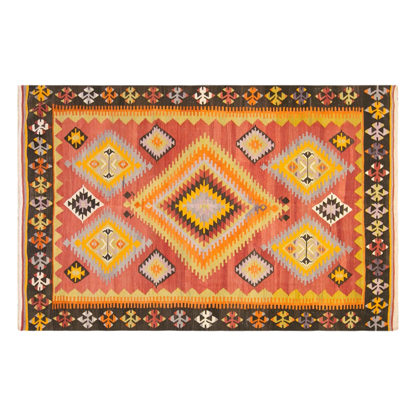 Vintage Turkish Kilim Rug, 5.9 x 9.8 ft, 180 x 300 cm, Handwoven Wool Kilim