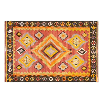 Vintage Turkish Kilim Rug, 5.9 x 9.8 ft, 180 x 300 cm, Handwoven Wool Kilim