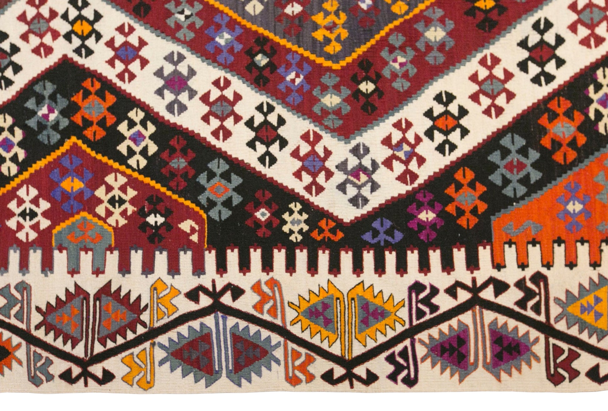 Vintage Turkish Kilim Rug, 6.1 x 15.6 ft, 185 x 475 cm, Handwoven Wool Kilim