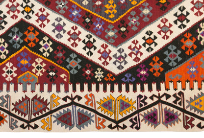 Vintage Turkish Kilim Rug, 6.1 x 15.6 ft, 185 x 475 cm, Handwoven Wool Kilim