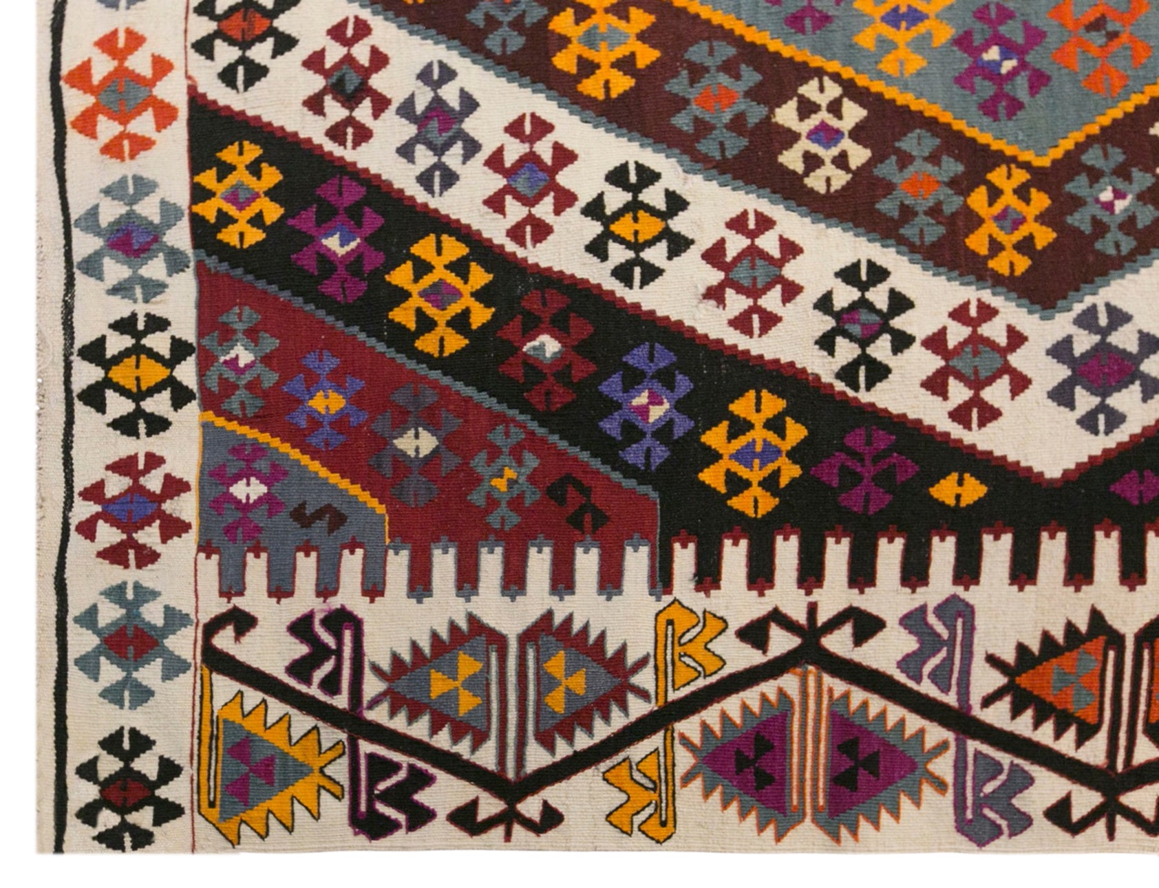 Vintage Turkish Kilim Rug, 6.1 x 15.6 ft, 185 x 475 cm, Handwoven Wool Kilim