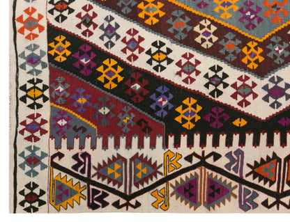 Vintage Turkish Kilim Rug, 6.1 x 15.6 ft, 185 x 475 cm, Handwoven Wool Kilim