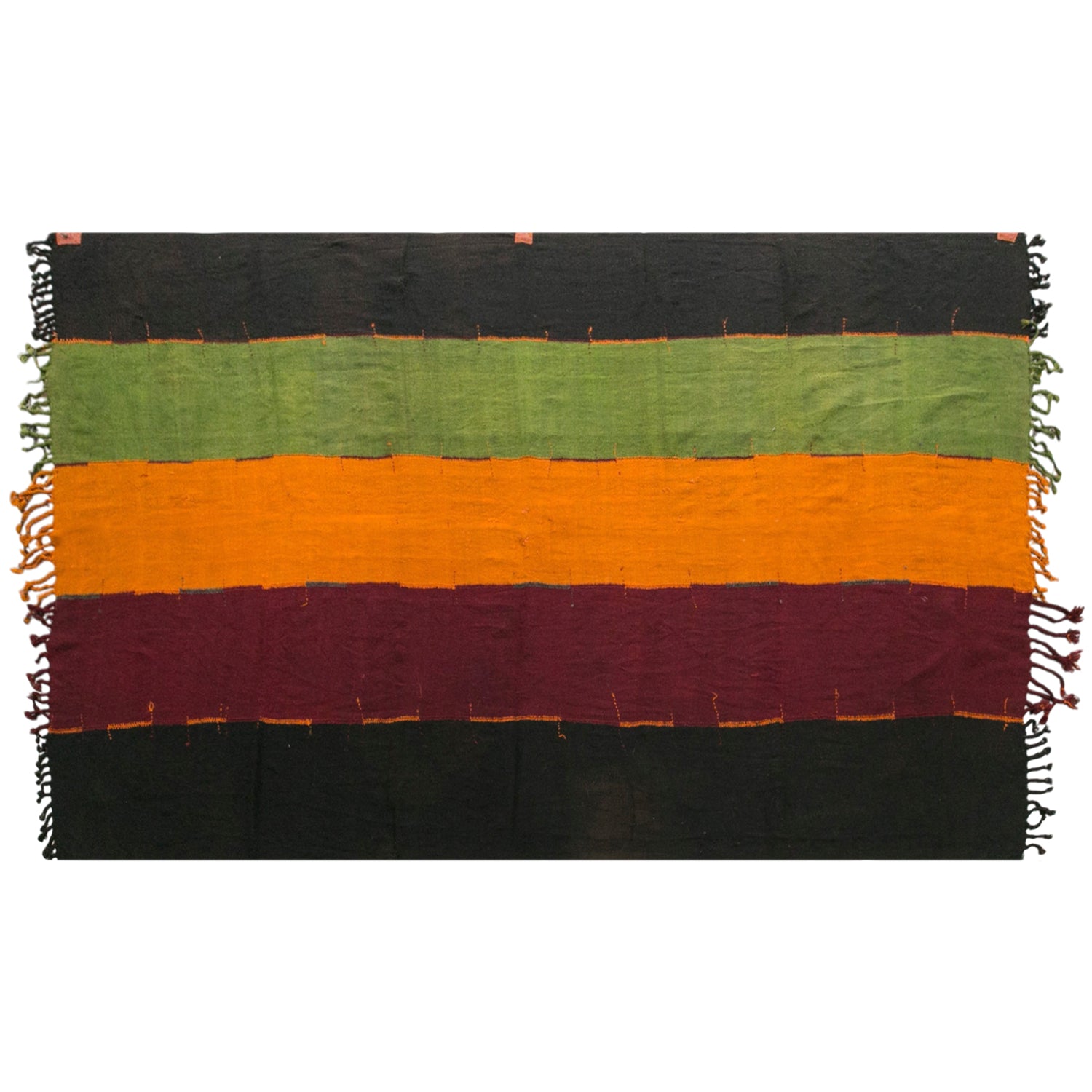 Vintage Turkish Kilim Rug, 6.2 x 10 ft, Handwoven Wool Striped Anatolian Rug
