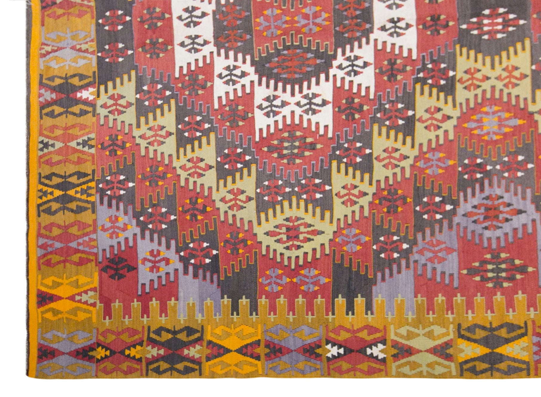 Vintage Turkish Kilim Rug, 6.2 x 13.6 ft, 190 x 415 cm, Handwoven Wool Kilim