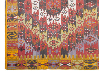 Vintage Turkish Kilim Rug, 6.2 x 13.6 ft, 190 x 415 cm, Handwoven Wool Kilim