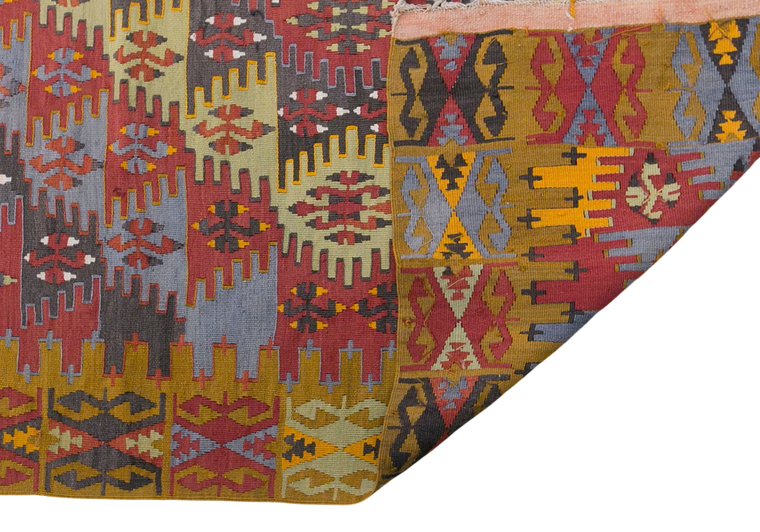 Vintage Turkish Kilim Rug, 6.2 x 13.6 ft, 190 x 415 cm, Handwoven Wool Kilim