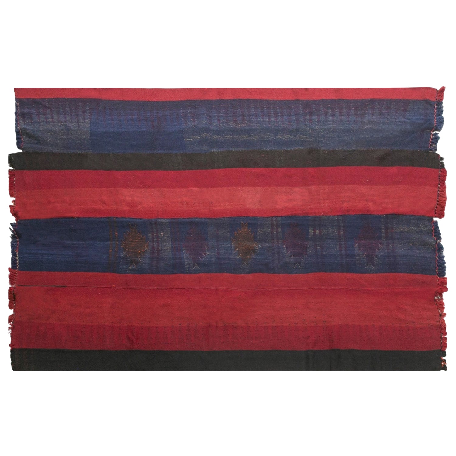 Vintage Turkish Kilim Rug, 6.2 x 9.8 ft, Handwoven Wool Striped Anatolian Rug