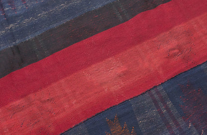 Vintage Turkish Kilim Rug, 6.2 x 9.8 ft, Handwoven Wool Striped Anatolian Rug