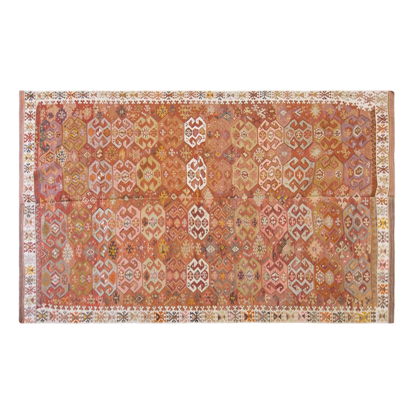 Vintage Turkish Kilim Rug, 6.3 x 11.3 ft, 192 x 345 cm, Handwoven Wool Kilim