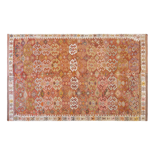Vintage Turkish Kilim Rug, 6.3 x 11.3 ft, 192 x 345 cm, Handwoven Wool Kilim