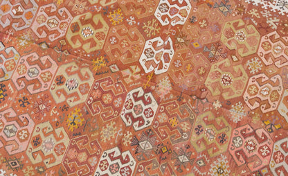 Vintage Turkish Kilim Rug, 6.3 x 11.3 ft, 192 x 345 cm, Handwoven Wool Kilim