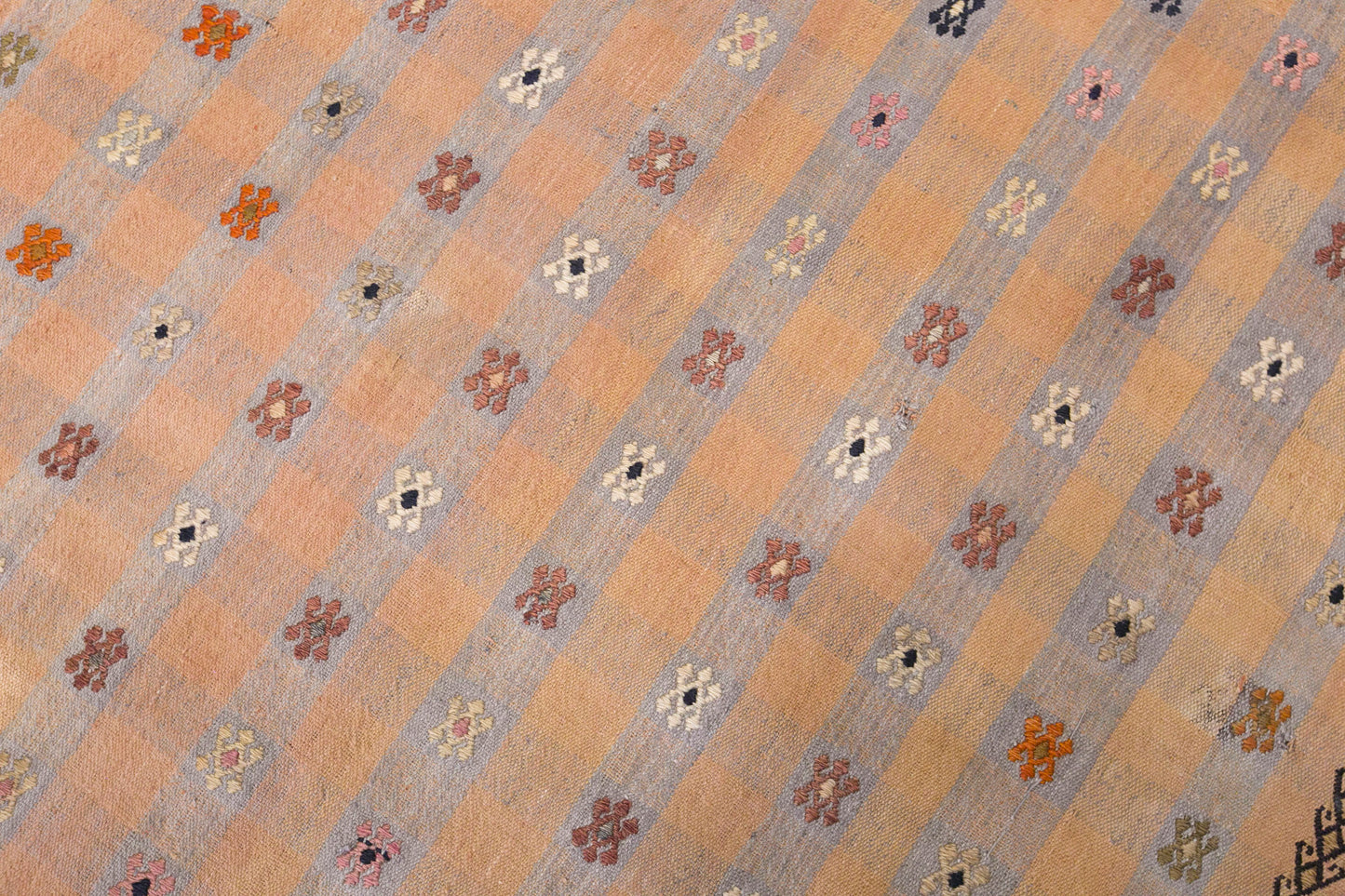 Vintage Turkish Kilim Rug, 6.4 x 10.5 ft, 195 x 320 cm, Handwoven Wool Kilim