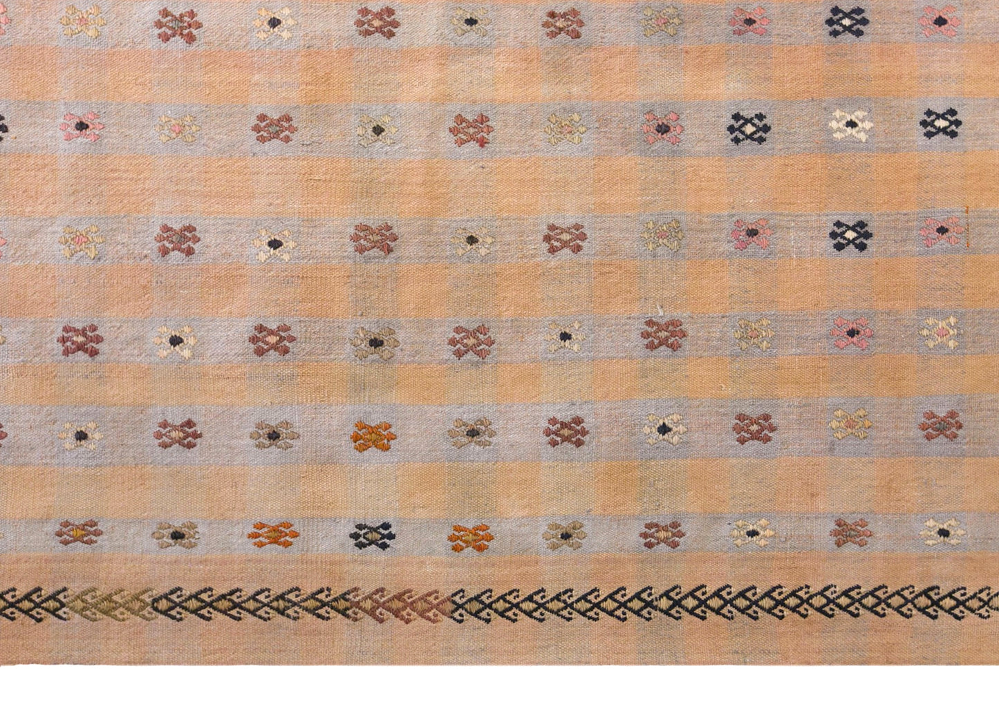 Vintage Turkish Kilim Rug, 6.4 x 10.5 ft, 195 x 320 cm, Handwoven Wool Kilim