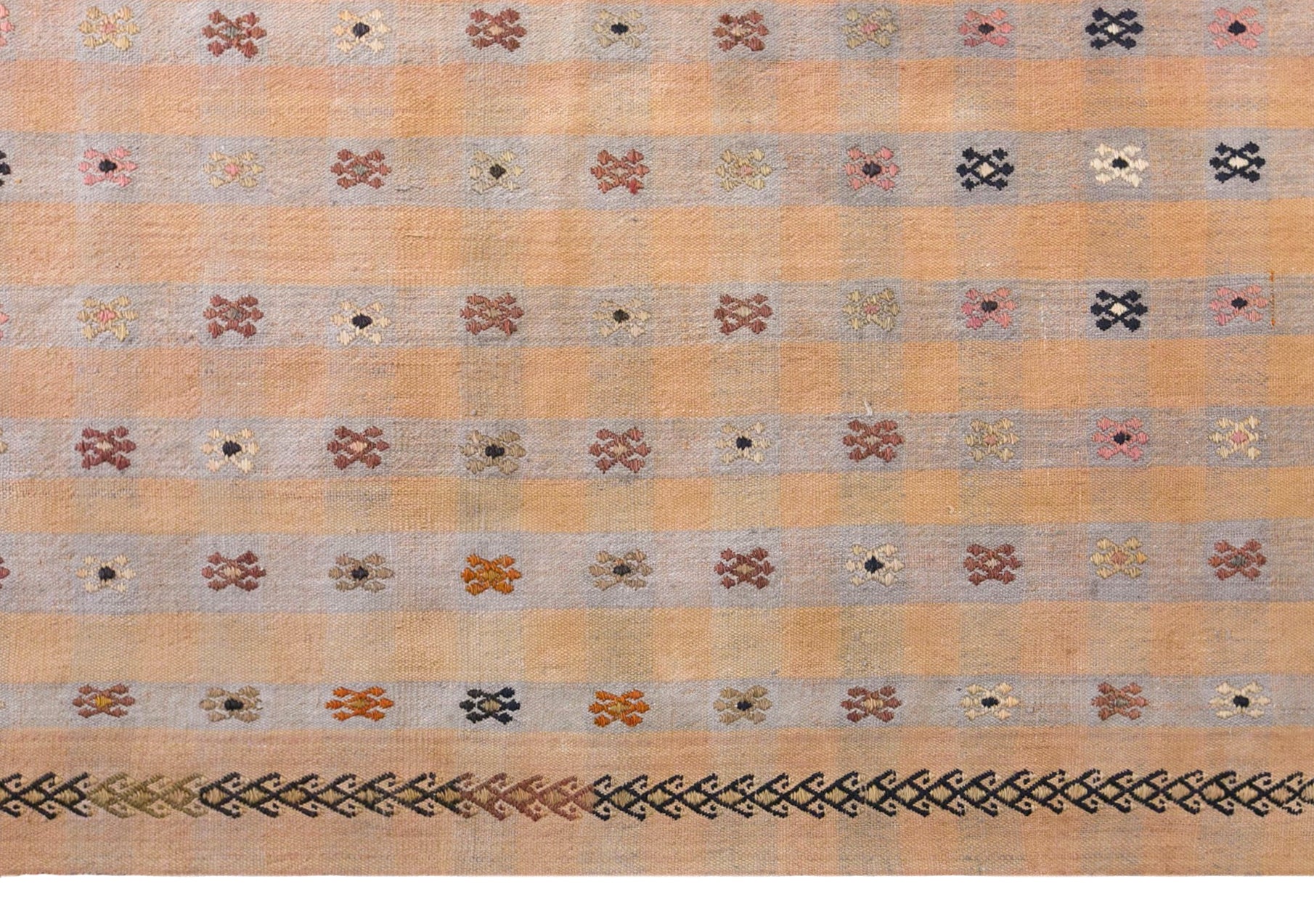 Vintage Turkish Kilim Rug, 6.4 x 10.5 ft, 195 x 320 cm, Handwoven Wool Kilim