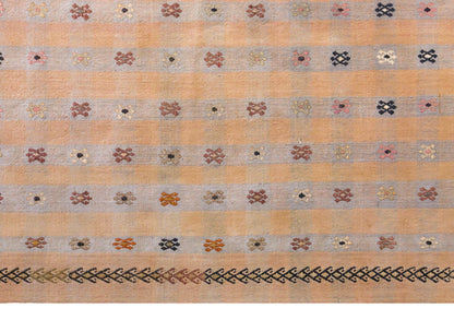 Vintage Turkish Kilim Rug, 6.4 x 10.5 ft, 195 x 320 cm, Handwoven Wool Kilim