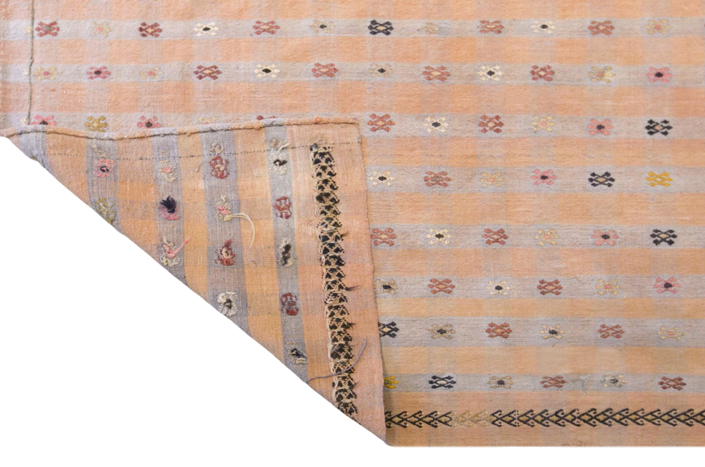 Vintage Turkish Kilim Rug, 6.4 x 10.5 ft, 195 x 320 cm, Handwoven Wool Kilim