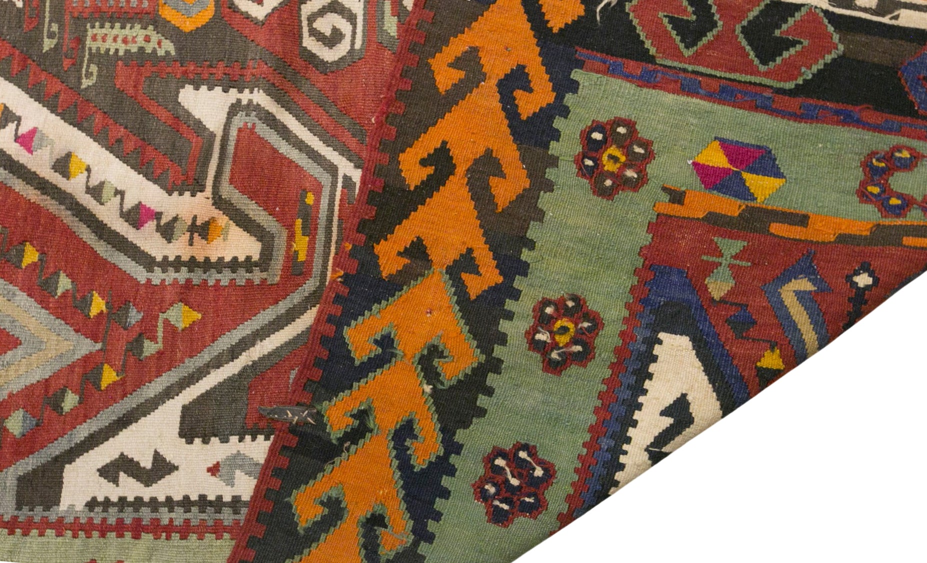 Vintage Turkish Kilim Rug, 6.5 x 13.1 ft, 198 x 400 cm, Handwoven Wool Kilim