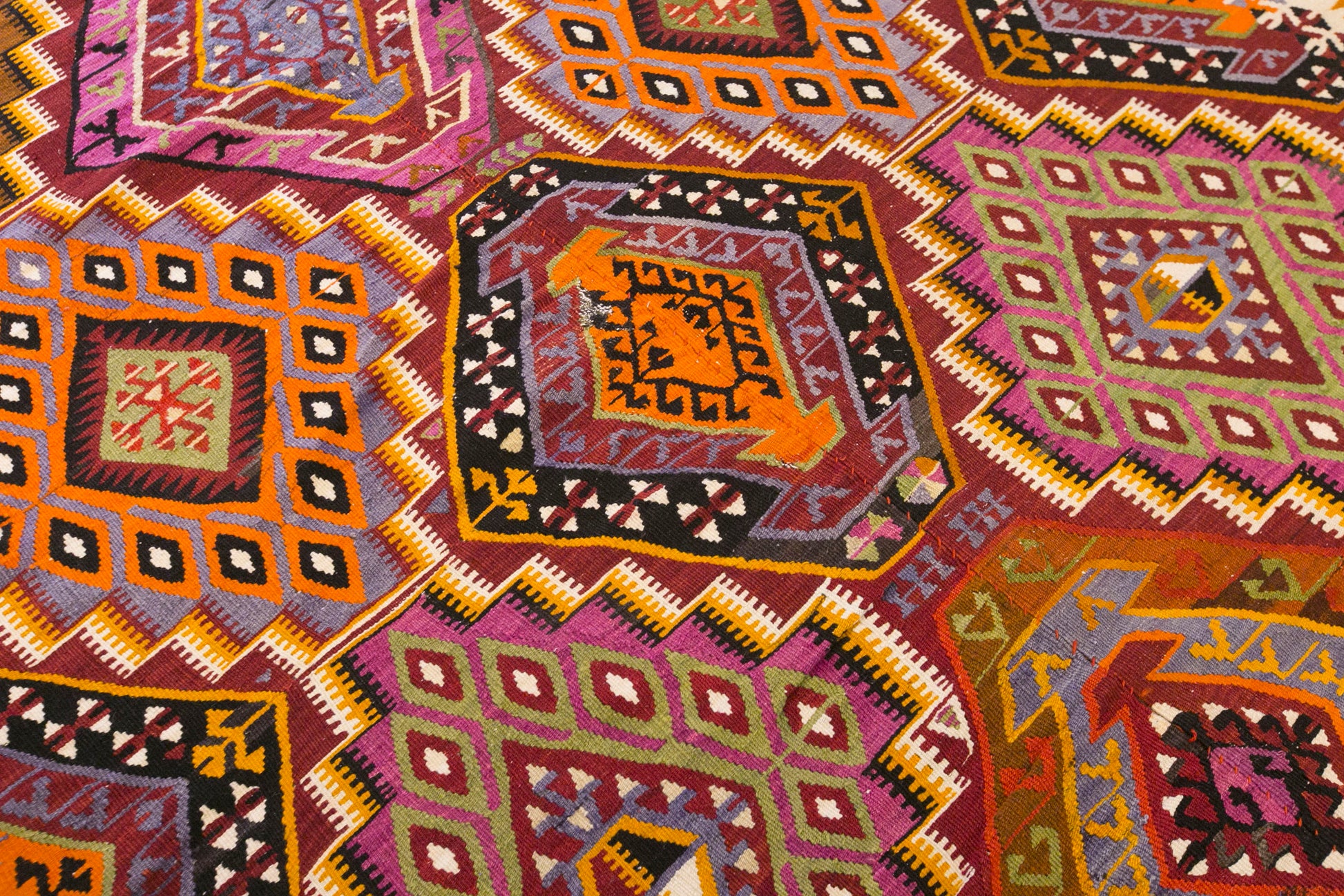 Vintage Turkish Kilim Rug, 6.5 x 14.8 ft, 198 x 450 cm, Handwoven Wool Kilim