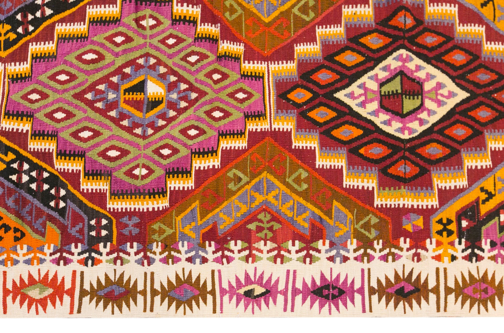 Vintage Turkish Kilim Rug, 6.5 x 14.8 ft, 198 x 450 cm, Handwoven Wool Kilim