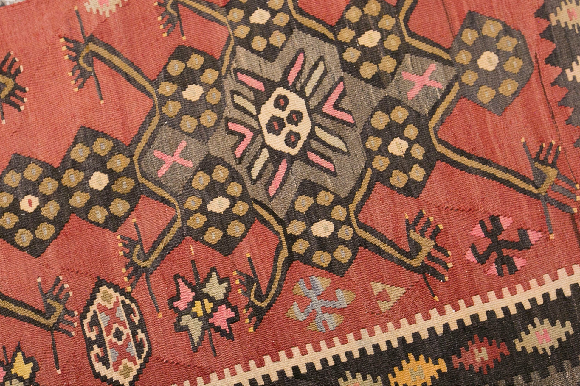 Vintage Turkish Kilim Rug, 6.6 x 10.8 ft, 202 x 330 cm, Handwoven Wool Kilim