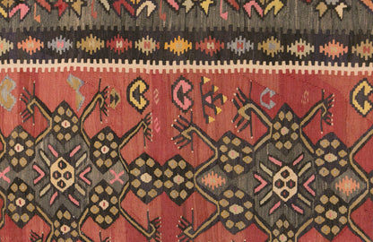 Vintage Turkish Kilim Rug, 6.6 x 10.8 ft, 202 x 330 cm, Handwoven Wool Kilim