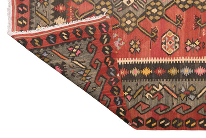 Vintage Turkish Kilim Rug, 6.6 x 10.8 ft, 202 x 330 cm, Handwoven Wool Kilim