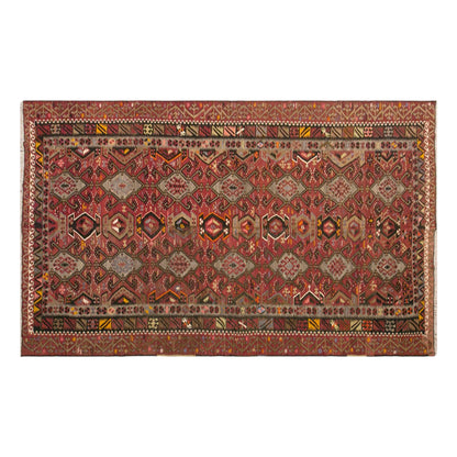 Vintage Turkish Kilim Rug, 6.8 x 14.4 ft, 206 x 440 cm, Handwoven Wool Kilim