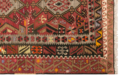 Vintage Turkish Kilim Rug, 6.8 x 14.4 ft, 206 x 440 cm, Handwoven Wool Kilim