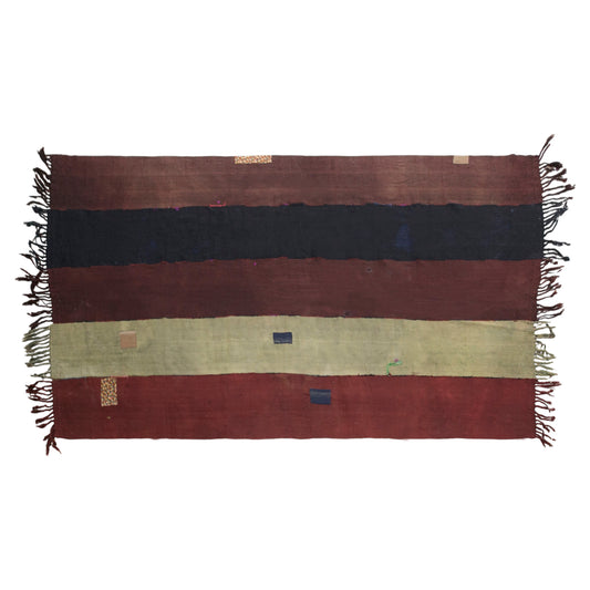 Vintage Turkish Kilim Rug, 6 x 11 ft, Handwoven Wool Striped Anatolian Rug