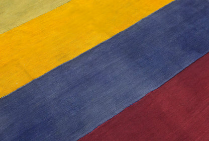 Vintage Turkish Kilim Rug, 6 x 9 ft, Handwoven Wool Striped Anatolian Rug