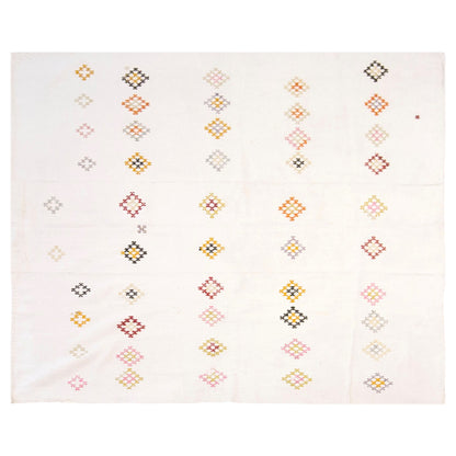 Vintage Turkish Kilim Rug, 7.0 x 7.5 ft, 212 x 230 cm, Handwoven Wool Kilim